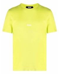 T-shirt à col rond chartreuse MSGM