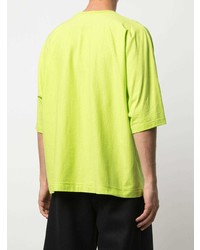 T-shirt à col rond chartreuse Homme Plissé Issey Miyake