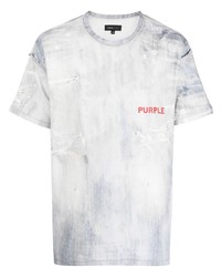 T-shirt à col rond déchiré bleu clair purple brand