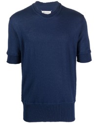 T-shirt à col rond déchiré bleu marine