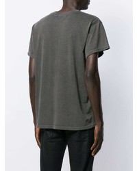 T-shirt à col rond déchiré gris foncé Amiri