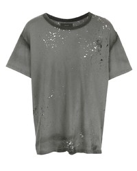 T-shirt à col rond déchiré gris
