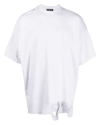 T-shirt à col rond déchiré gris Balenciaga