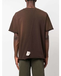 T-shirt à col rond déchiré marron foncé A-Cold-Wall*