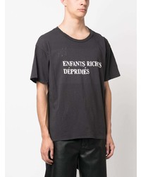 T-shirt à col rond déchiré noir Enfants Riches Deprimes