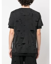 T-shirt à col rond déchiré noir Givenchy
