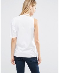T-shirt à col rond découpé blanc Asos