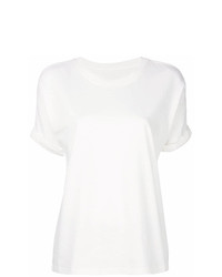 T-shirt à col rond découpé blanc MM6 MAISON MARGIELA
