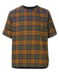 T-shirt à col rond écossais multicolore Sacai