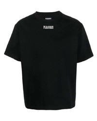 T-shirt à col rond écossais noir Pleasures