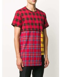 T-shirt à col rond écossais rouge Comme Des Garcons Homme Plus