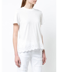 T-shirt à col rond en broderie anglaise blanc Derek Lam 10 Crosby