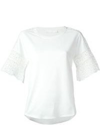 T-shirt à col rond en crochet blanc