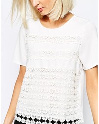 T-shirt à col rond en crochet blanc Vero Moda
