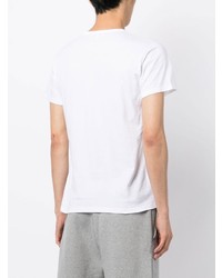 T-shirt à col rond en cuir imprimé blanc Leathersmith of London