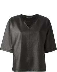 T-shirt à col rond en cuir noir Damir Doma