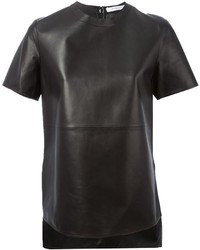 T-shirt à col rond en cuir noir Givenchy