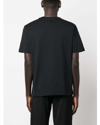T-shirt à col rond en cuir noir Brioni