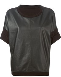 T-shirt à col rond en cuir noir S.W.O.R.D.