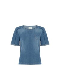 T-shirt à col rond en denim bleu