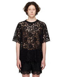 T-shirt à col rond en dentelle à fleurs noir Dolce & Gabbana