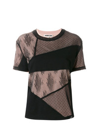T-shirt à col rond en dentelle à patchwork noir McQ Alexander McQueen