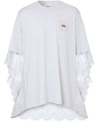 T-shirt à col rond en dentelle blanc
