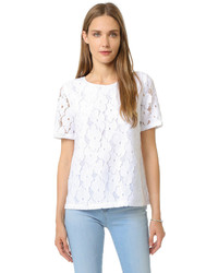 T-shirt à col rond en dentelle blanc AG Jeans