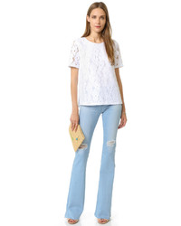 T-shirt à col rond en dentelle blanc AG Jeans