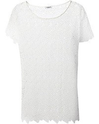 T-shirt à col rond en dentelle blanc Cacharel