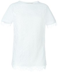 T-shirt à col rond en dentelle blanc Christopher Kane