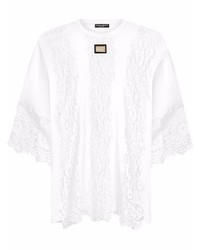 T-shirt à col rond en dentelle blanc Dolce & Gabbana