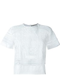 T-shirt à col rond en dentelle blanc Ermanno Scervino
