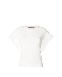 T-shirt à col rond en dentelle blanc Ermanno Scervino