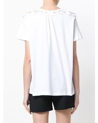 T-shirt à col rond en dentelle blanc Chloé