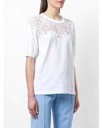 T-shirt à col rond en dentelle blanc Ermanno Ermanno