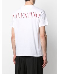 T-shirt à col rond en dentelle blanc Valentino