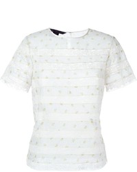 T-shirt à col rond en dentelle blanc Marc by Marc Jacobs