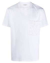 T-shirt à col rond en dentelle blanc Valentino