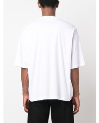 T-shirt à col rond en dentelle brodé blanc Lanvin