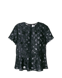 T-shirt à col rond en dentelle brodé noir Comme Des Garçons Noir Kei Ninomiya
