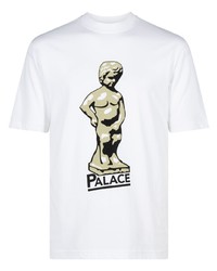 T-shirt à col rond en dentelle imprimé blanc Palace