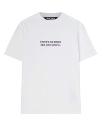 T-shirt à col rond en dentelle imprimé blanc Palm Angels