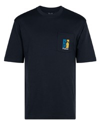 T-shirt à col rond en dentelle imprimé bleu marine Palace