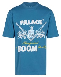 T-shirt à col rond en dentelle imprimé bleu Palace