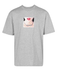 T-shirt à col rond en dentelle imprimé gris Supreme