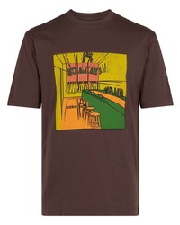 T-shirt à col rond en dentelle imprimé marron foncé Palace