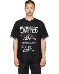 T-shirt à col rond en dentelle imprimé noir et blanc Burberry