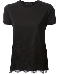 T-shirt à col rond en dentelle noir Dolce & Gabbana