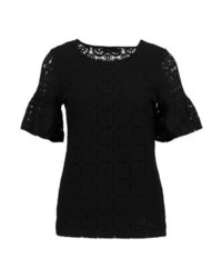 T-shirt à col rond en dentelle noir Dorothy Perkins